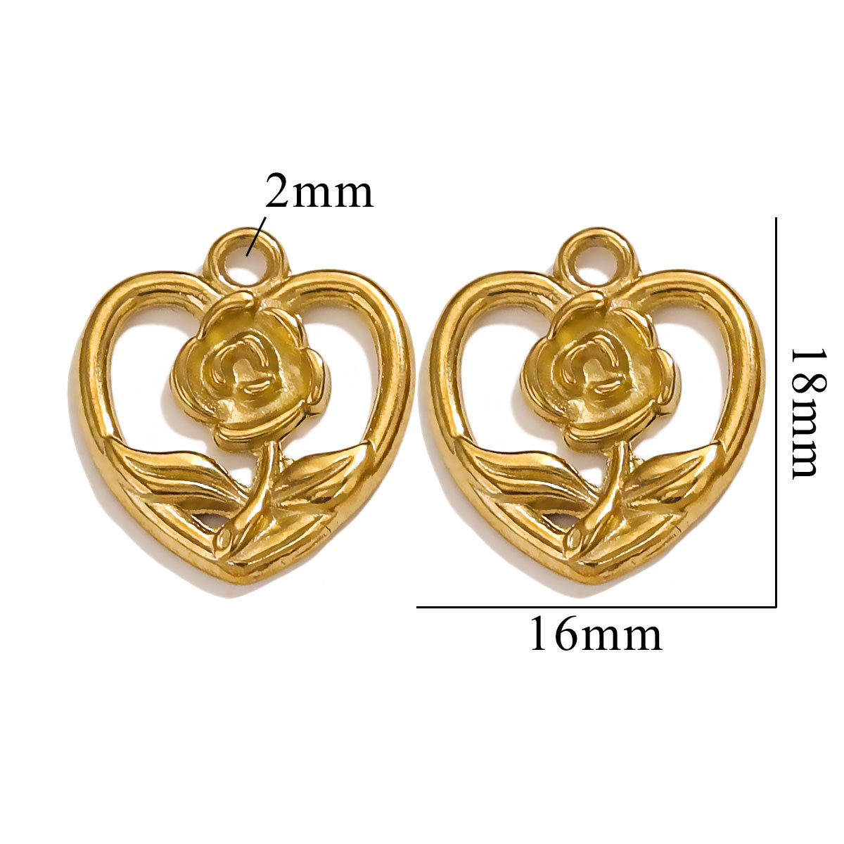 Gold color / 1 Piece Simple Cute Style Cartoon Flower Shape Stainless Steel  Gold Color Women's Pendant Picture2